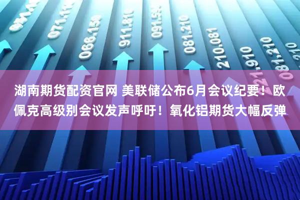 湖南期货配资官网 美联储公布6月会议纪要！欧佩克高级别会议发声呼吁！氧化铝期货大幅反弹