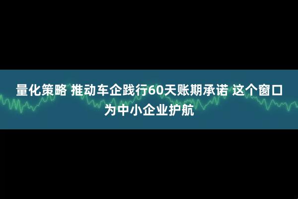 量化策略 推动车企践行60天账期承诺 这个窗口为中小企业护航