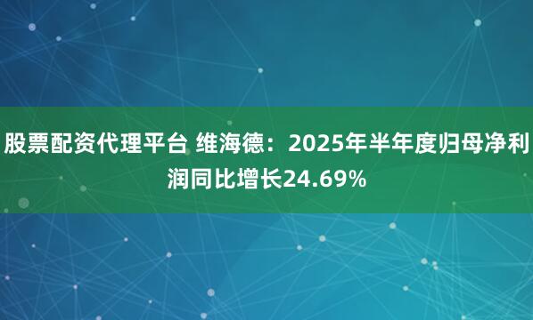 股票配资代理平台 维海德：2025年半年度归母净利润同比增长24.69%